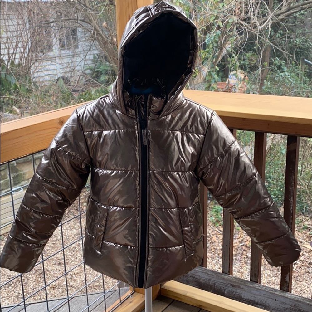 Metallic gold puffer jacket